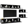 8 pcs Black Engineered Wood TV Cabinets | Stylish & Durable