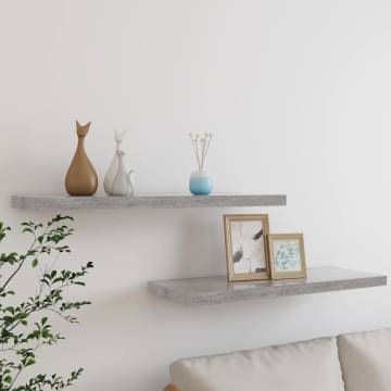 Floating Wall Shelves - 2 pcs Concrete Grey | Hipomarket