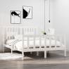 Bed Frame White Solid Wood 135x190 cm Double Colour white Size 135 x 190 cm 