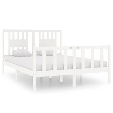 White Solid Wood Bed Frame 135x190 cm Double | Hipo Market