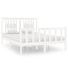 White Solid Wood Bed Frame 135x190 cm Double | Hipo Market