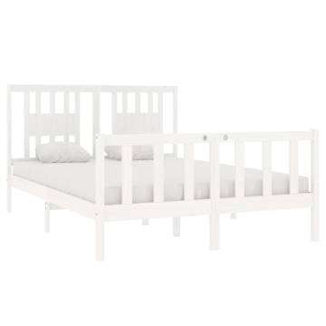 White Solid Wood Bed Frame 135x190 cm Double | Hipo Market