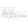 White Solid Wood Bed Frame 135x190 cm Double | Hipo Market