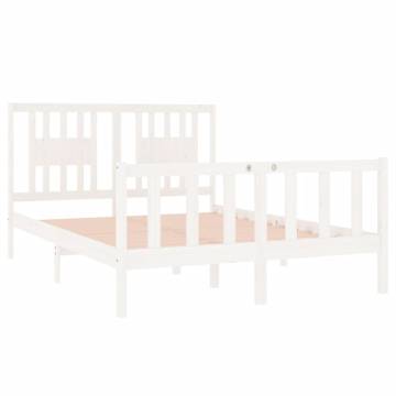 White Solid Wood Bed Frame 135x190 cm Double | Hipo Market