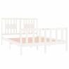 White Solid Wood Bed Frame 135x190 cm Double | Hipo Market