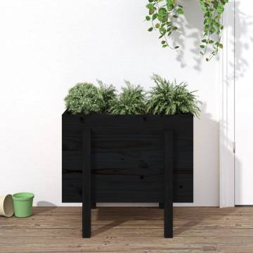 Garden Planter Black 62x50x57 cm Solid Wood Pine - Hipomarket