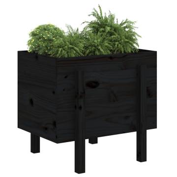 Garden Planter Black 62x50x57 cm Solid Wood Pine - Hipomarket