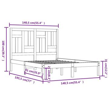 White Solid Wood Pine Bed Frame 135x190 cm Double | Hipomarket