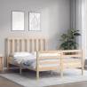 Double Solid Wood Bed Frame with Headboard | HipoMarket