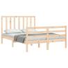 Double Solid Wood Bed Frame with Headboard | HipoMarket