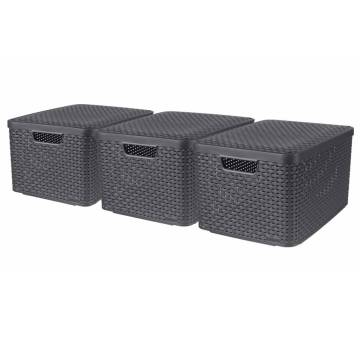 Curver Style Storage Boxes with Lid - 3 pcs Anthracite