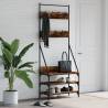 Clothes Rack with Shoe Storage in Smoked Oak - Stylish & Compact