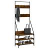 Clothes Rack with Shoe Storage in Smoked Oak - Stylish & Compact