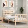 Bed Frame with Headboard Single Solid Wood Colour natural Size 90 x 190 cm 