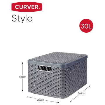 Curver Style Storage Boxes with Lid - 3 pcs Anthracite