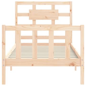 Single Solid Wood Bed Frame with Headboard | Hipomarket