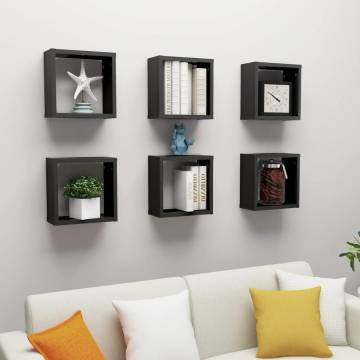 Wall Cube Shelves 6 pcs Black 30x15x30 cm - Stylish Storage