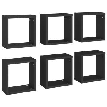 Wall Cube Shelves 6 pcs Black 30x15x30 cm - Stylish Storage