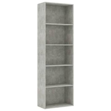 5-Tier Book Cabinet in Concrete Grey - Stylish Storage Solution