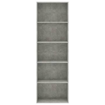 5-Tier Book Cabinet in Concrete Grey - Stylish Storage Solution