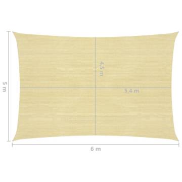 Beige Sunshade Sail 5x6m - UV & Mould Resistant | HipoMarket