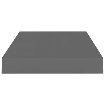 High Gloss Grey Floating Wall Shelves - 2 pcs 40x23 cm