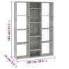 Room Divider & Book Cabinet in Concrete Grey - 100x24x140 cm