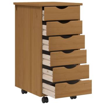 Rolling Cabinet with Drawers - MOSS Honey Brown Solid Wood