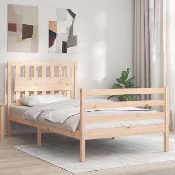 Solid Wood Bed Frame with Headboard - 100x200 cm | Hipomarket