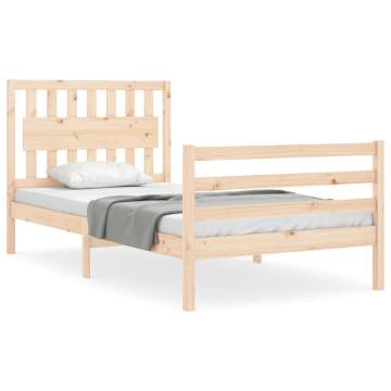 Solid Wood Bed Frame with Headboard - 100x200 cm | Hipomarket