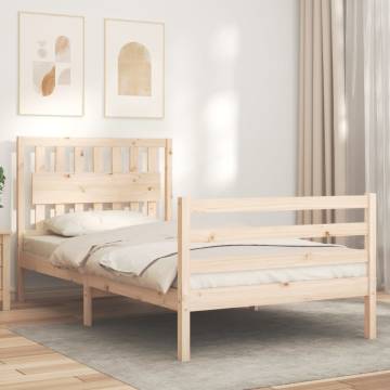 Solid Wood Bed Frame with Headboard - 100x200 cm | Hipomarket