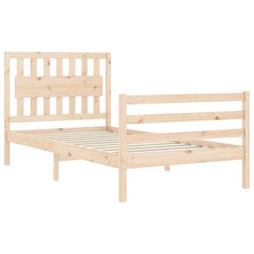 Solid Wood Bed Frame with Headboard - 100x200 cm | Hipomarket