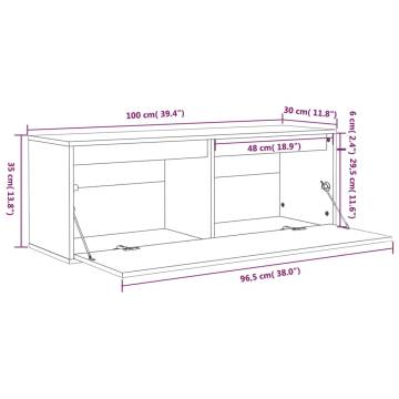 Wall Cabinet White 100x30x35 cm - Solid Pine Wood | HipoMarket