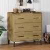 Sideboard with 3 Drawers Brown 77x40x79.5 cm Solid Wood OSLO Colour brown Quantity in Package 1 