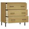 OSLO Sideboard with 3 Drawers Brown | Solid Wood 77x40x79.5 cm