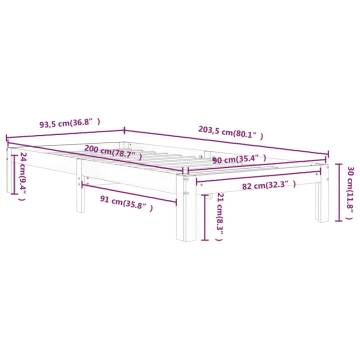 Solid Wood Pine Bed Frame 90x200 cm | Stylish & Sturdy