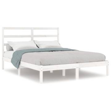 White Solid Wood Pine Bed Frame 160x200 cm - Stylish Comfort