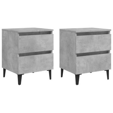 Chic Concrete Grey Bed Cabinets - 2 pcs | Hipomarket UK