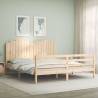 Bed Frame with Headboard Super King Size Solid Wood Colour natural Size 180 x 200 cm 