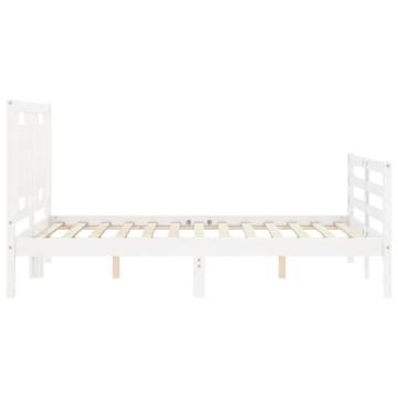 White Bed Frame with Headboard - 120x200 cm Solid Wood