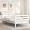 White Single Bed Frame with Headboard | Solid Pine Wood