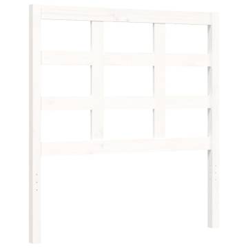 White Single Bed Frame with Headboard | Solid Pine Wood