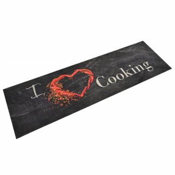 Kitchen Rug Washable Cooking Black 45x150 cm Velvet - HipoMarket