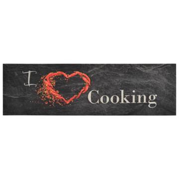 Kitchen Rug Washable Cooking Black 45x150 cm Velvet - HipoMarket