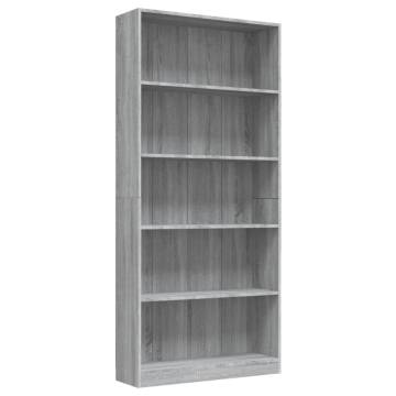 5-Tier Grey Sonoma Book Cabinet | Stylish Storage Solution