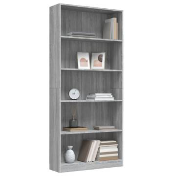 5-Tier Grey Sonoma Book Cabinet | Stylish Storage Solution