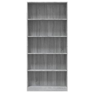 5-Tier Grey Sonoma Book Cabinet | Stylish Storage Solution