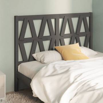 Stylish Grey Bed Headboard - Solid Pine Wood - 126x4x100 cm