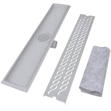 Stylish Linear Shower Drain Set - 730x140 mm Stainless Steel