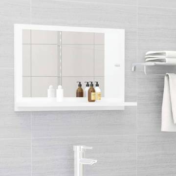 High Gloss White Bathroom Mirror 60x10.5x37 cm | HipoMarket